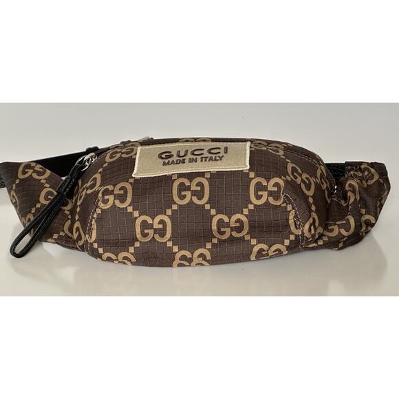 Gucci Maxi GG Logo BrownNylon Belt Bag 767934 Italy New - Picture 4 of 14
